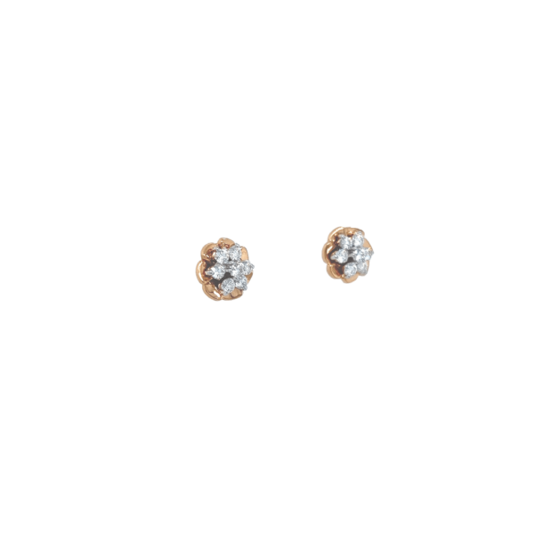 18KT Diamond Stud Earrings with Rose Gold Border