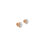 18KT Diamond Stud Earrings with Rose Gold Border