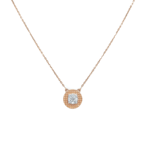18KT Diamond Solitaire Style Pendant With Chain