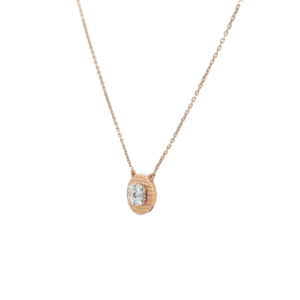 18KT Diamond Solitaire Style Pendant With Chain