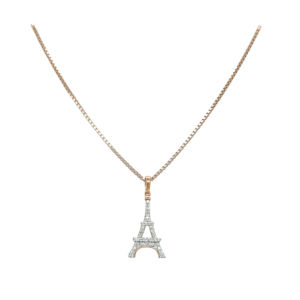 18KT Diamond Eiffel Tower Pendant - Parisian Charm