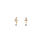 22K Earring with Diamond-Centered Hanging in Prong Setting