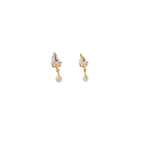 22K Earring with Diamond-Centered Hanging in Prong Setting