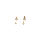 22K Earring with Diamond-Centered Hanging in Prong Setting