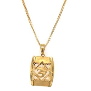 22k Yellow Gold Square Design OM Pendant| Pachchigar Jewellers
