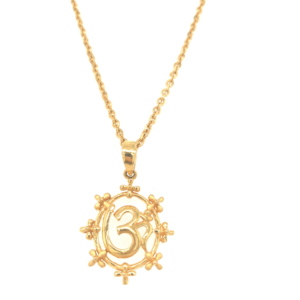 22k Yellow Gold OM Pendant with Round Design
