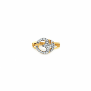 22K Yellow Gold Om Ladies Ring with American Diamond