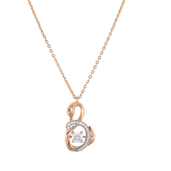 18K Rose Gold Swan Pendant Attached chain| Pachchigar Jewellers