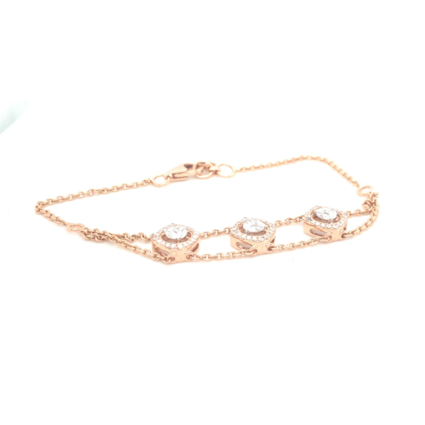 18k  Pressure-Set Flexible Rose Gold Diamond Loose Bracelet