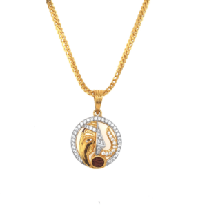 22k yellow Gold Ganesha Design Round Pendant| Pachchigar Jewellers