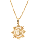 22k Yellow Gold OM Pendant with Round Design