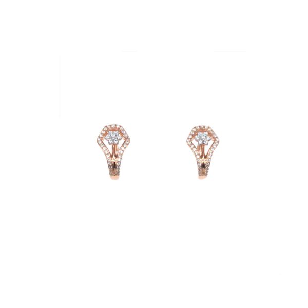 18KT Diamond Earring - Half Bali with Nakshatra Pattern