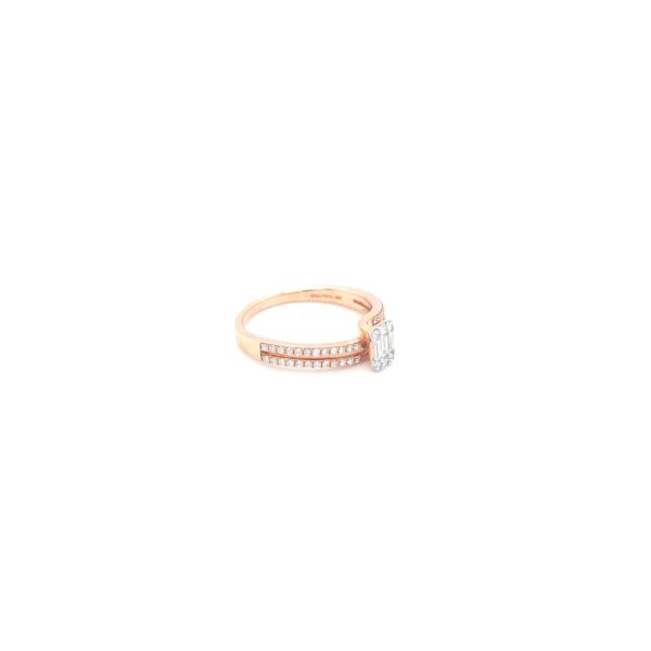 18KT Diamond Ring - Double Line Diamond with Baguette Look