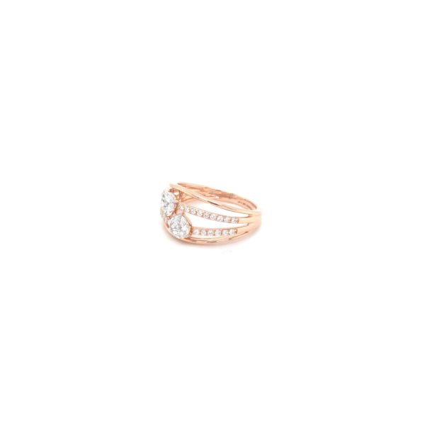 18KT Rose Gold Real Diamond Solitaire Look Ring