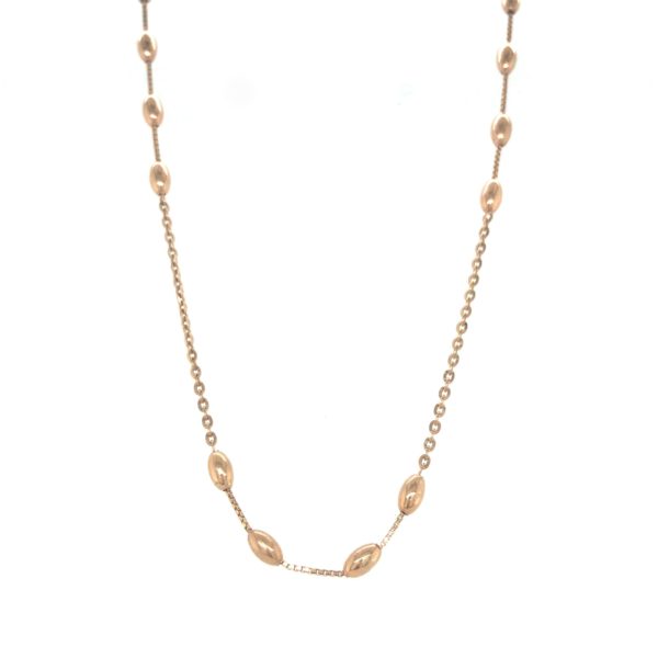 18K Fancy Rose Gold Lightweight Chain with Long Oval Bead| Pachchigar Jewellers