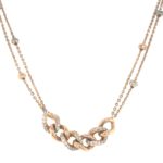 18K Rose Gold Double Line Chain with Link Pendant| Pachchigar Jewellers