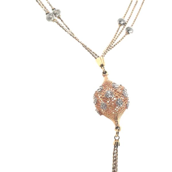 18KT Rose Gold Bunch Chain with filigree Pendant Design