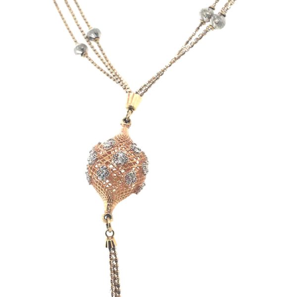 18KT Rose Gold Bunch Chain with filigree Pendant Design