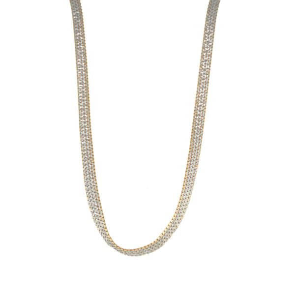 22K White Gold Snake Chain with Yellow Border