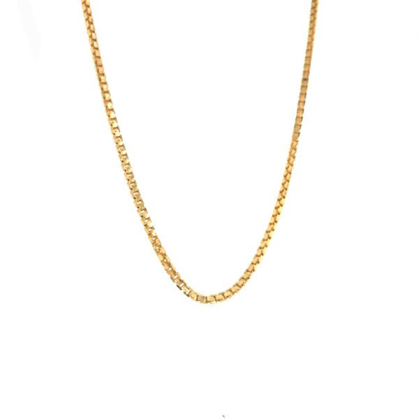 22KT Plain Yellow Gold Unisex Box Chain for Daily Wear