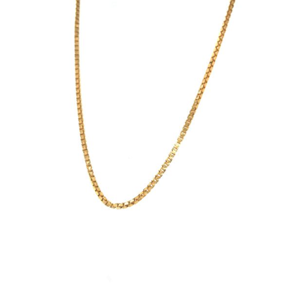22KT Plain Yellow Gold Unisex Box Chain for Daily Wear