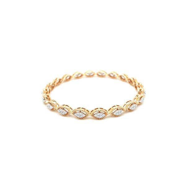 18KT Diamond Bangle with Marquise Look and Pressure Setting