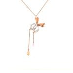 18K Rose Gold Diamond Pendants Chain with Hanging Charms