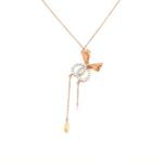 18K Rose Gold Diamond Pendants Chain with Hanging Charms