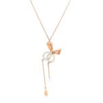 18K Rose Gold Diamond Pendants Chain with Hanging Charms