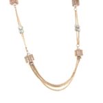 18K Rose Gold Classy bunch Chain with Rhodium Balls