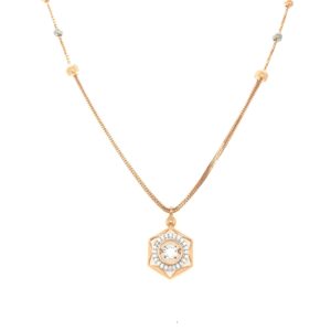18K Rose Gold Hexagonal American Diamond Fancy Pendant Chain