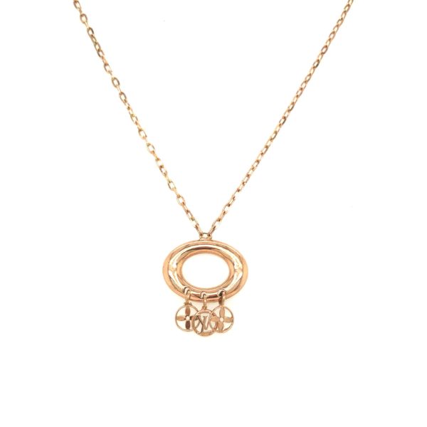 18K Rose Gold Chain with Classic Charms Hanging Pendant
