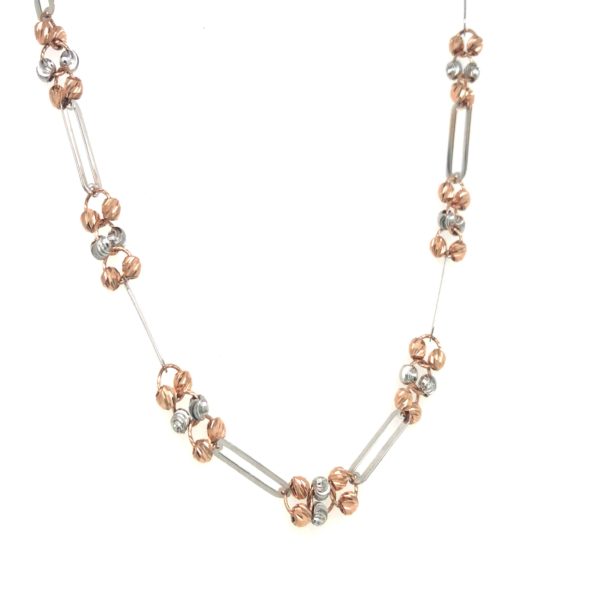 18K Rose Gold Cap Ball Design Chain with Twin Polish