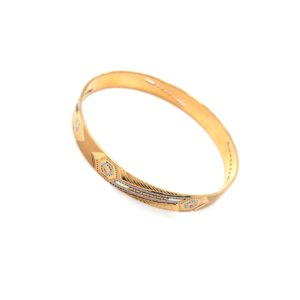 22K Gold Bangle with Casting Design and Rhodium Look