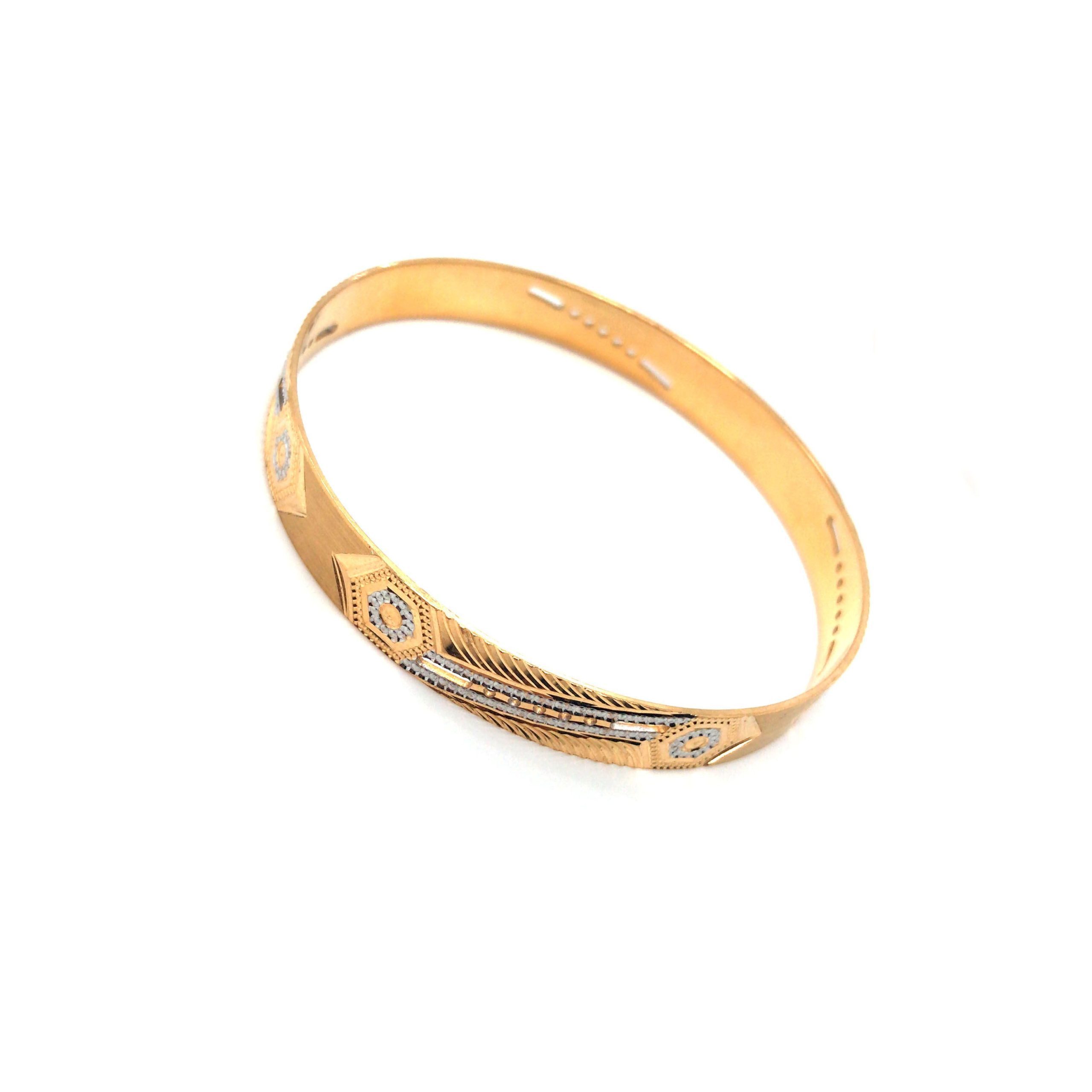 18K Yellow Gold Diamond Set Hinged Bangle Bracelet 1/2 ct. tw
