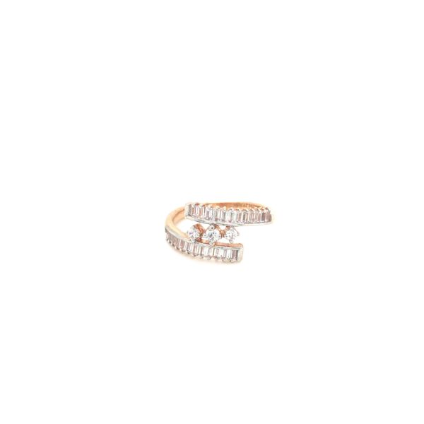 18k rose gold open ladies ring with American diamond| Pachchigar Jewellers