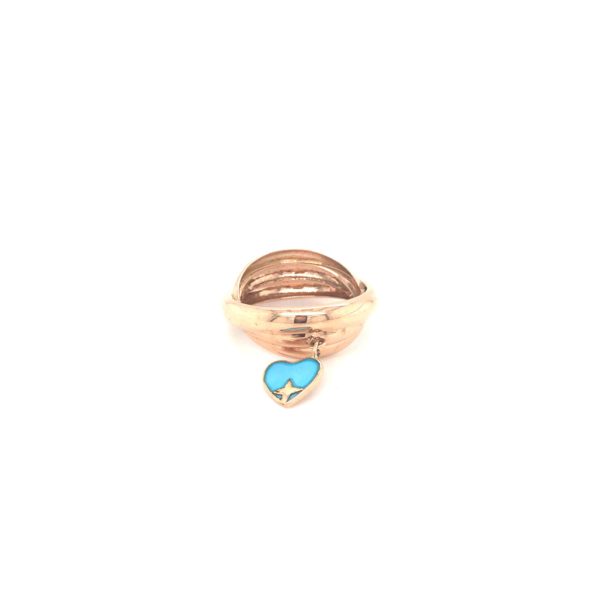 18k Rose Gold Blue Heart Charm Ladies Ring| Pachchigar Jewellers