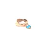 18k Rose Gold Blue Heart Charm Ladies Ring| Pachchigar Jewellers