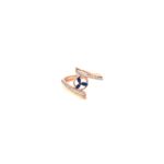 18k Rose Gold Open Ladies Ring with Blue Sapphire Fan Design