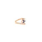 18k Rose Gold Open Ladies Ring with Blue Sapphire Fan Design