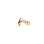 18k Rose Gold Open Ladies Ring with Blue Sapphire Fan Design