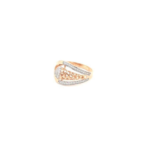 18KT Rose Gold American Diamond Classic Round Design Ring