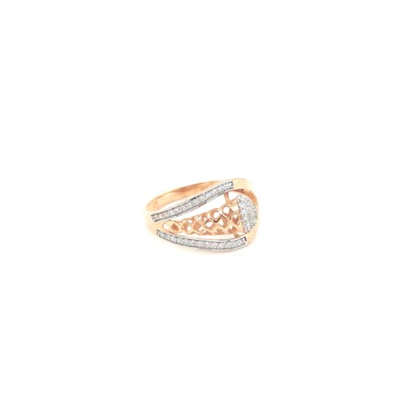 18KT Rose Gold American Diamond Classic Round Design Ring