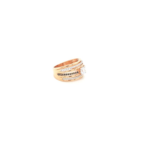 18k Rose Gold Wedding Ring Studded with Black Beads