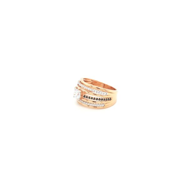 18k Rose Gold Wedding Ring Studded with Black Beads