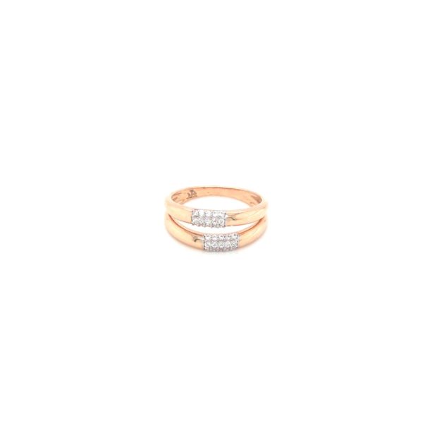 18k Rose Gold Dual Band American Diamond Ladies Ring