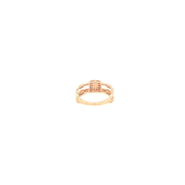 18k Rose Gold Cartier Pattern Square Ladies Ring in AD