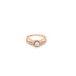 18k Rose Gold Ladies Ring with Single American Diamond