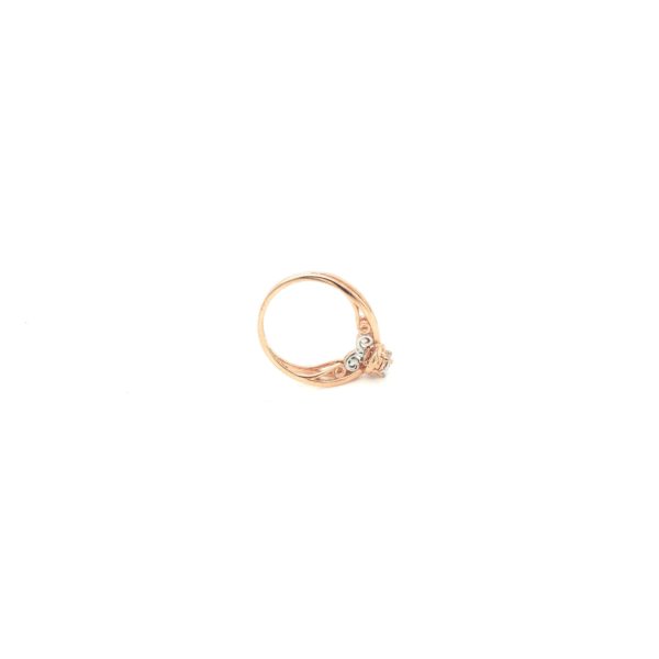 18k Rose Gold Ladies Ring with Single American Diamond