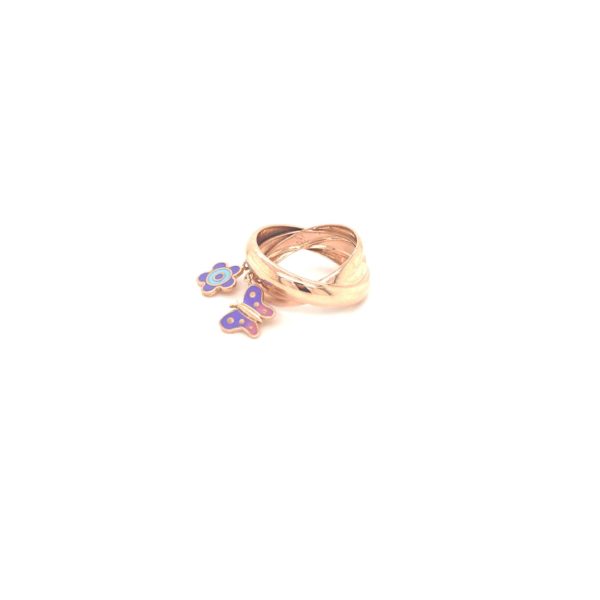 18k Rose Gold Ladies Ring with Butterfly and Charms| Pachchigar Jewellers